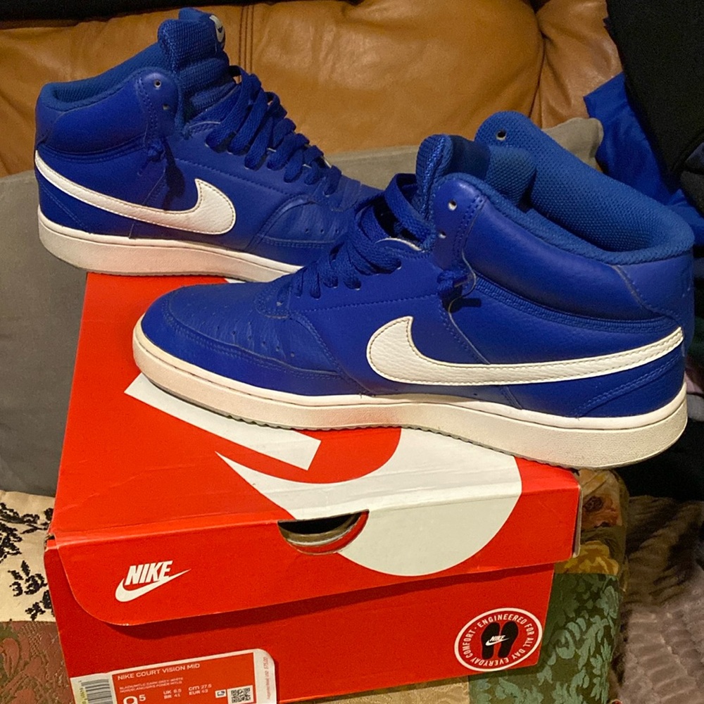NIKE COURT VISION MID ROYAL BLUE WITH WOLF GRAY BOTTOMS